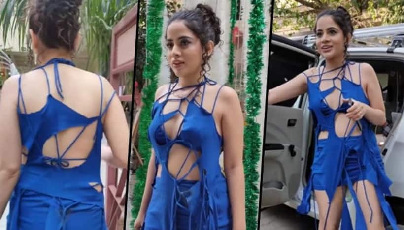 Urfi Javed's revealing blue cobweb top and matching shorts screams fashion horror