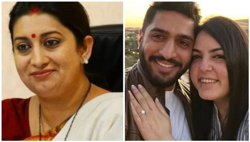 Smriti Irani's daughter Shanelle gets engaged to Arjun Bhalla.