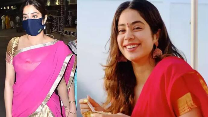 Sridevi की बेटी Janhvi Kapoor ने तिरुपति में किए भगवान वेंकटेश्वर के दर्शन, गुलाबी साड़ी में दिखी एक्ट्रेस