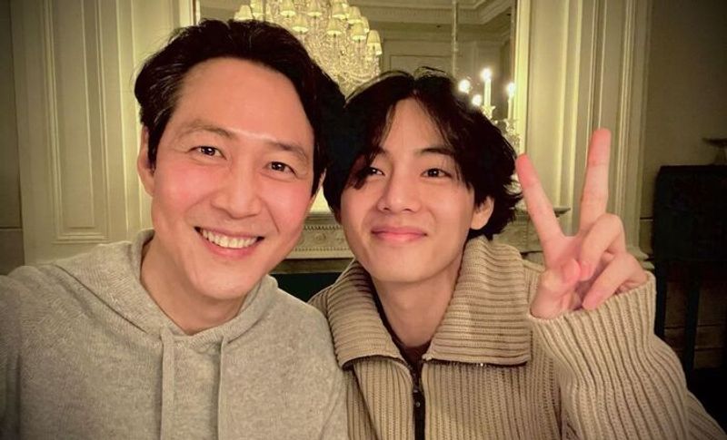 Squid Game Lee Jung jae BTS Kim Taehyung click a selfie together fans wonder if they are collaborating drb