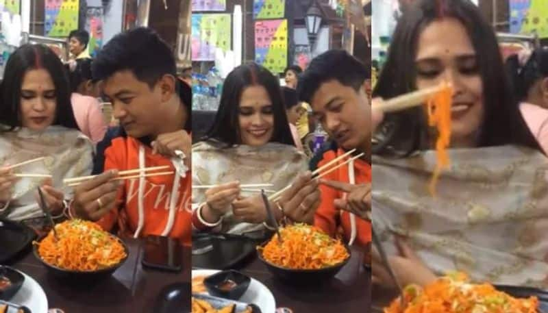 Husband Teaches Wife How To Use Chopsticks In Viral Video