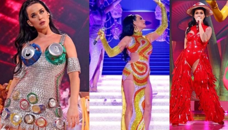 Katy Perry dress made of cans to feathery rainbow train