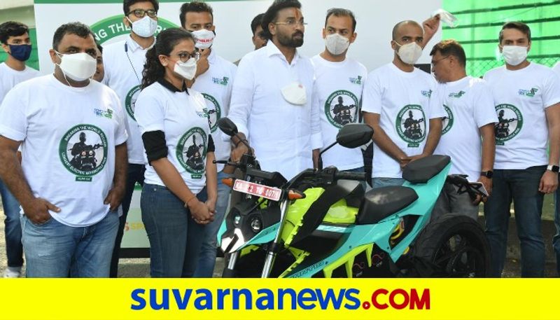 B Sriramalu inaugurated the Electric BharatMala comprising of 14216 km bike ride mnj