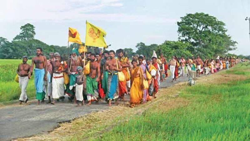 Due to the curfew in Tamil Nadu  pilgrims on foot to the God Murugan devotees are worried