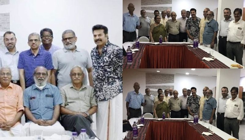 actor mammootty maharajas college reunion photo goes viral