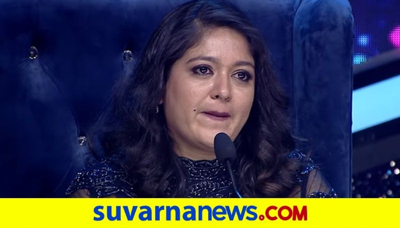 Meghana raj gets emotional as she watch throwback video of Chiru dpl