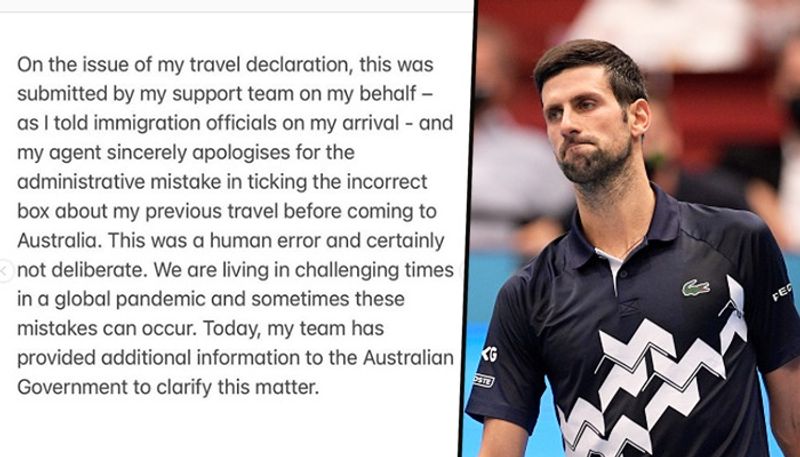 tennis australian open 2022 Double fault for Novak Djokovic World No.1 claims 'administrative mistake' in Australian entry documents