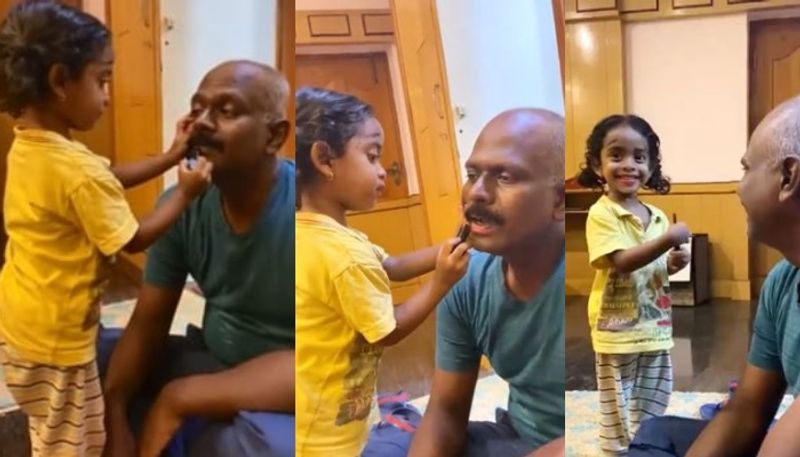 IPS officer posts video of daughter playing pretend makeup with him