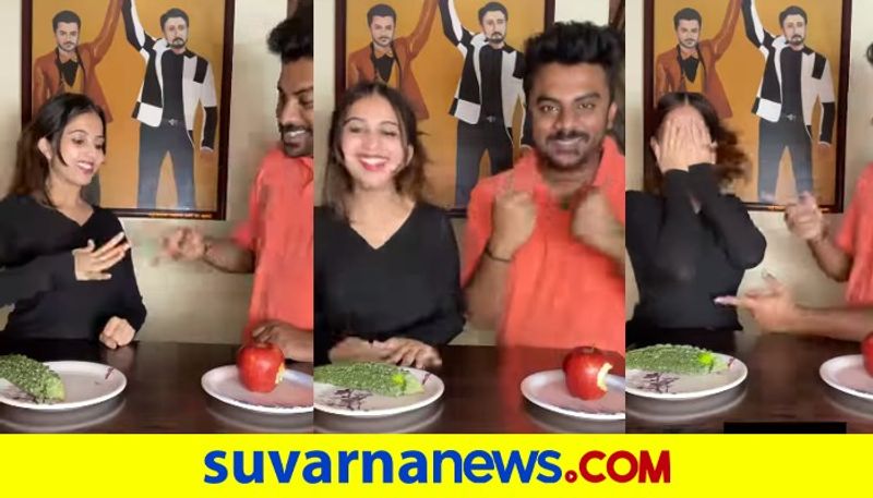 Chandan Shetty Niveditha gowda fun game video see how she had Bitter guard dpl