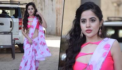 Urfi Javed seen in a printed saree with a cutout blouse; see pics