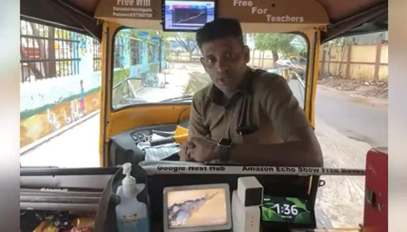 chennai auto driver sets all facilities includes internet inside his auto