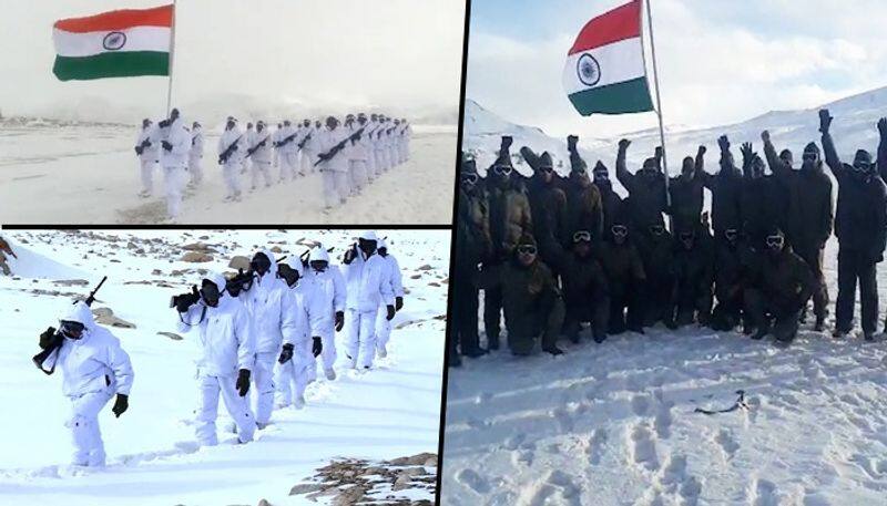 Republic Day 2022 ITBP himveers chant Bharat Mata Ki Jai in freezing Ladakh