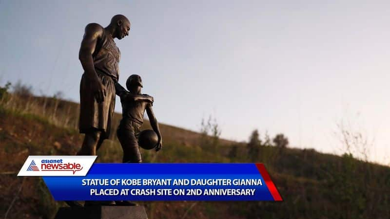 Statue of NBA legend Kobe Bryant and daughter Gianna placed at crash site on 2nd anniversary