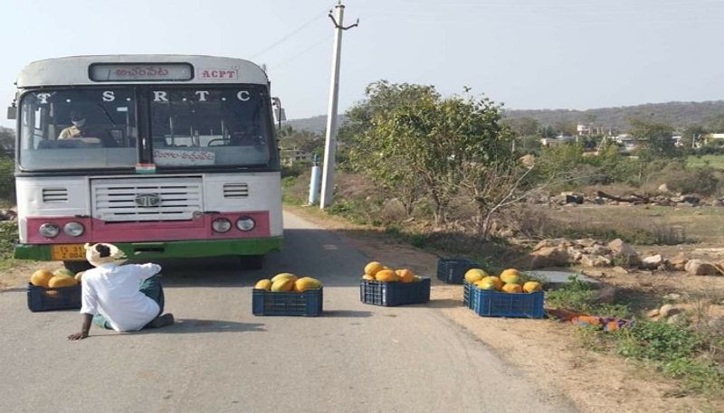 Fact check : driver boarded the bus for not giving the papayas for free, farmer protest in Nagar Kurnool, this is the truth