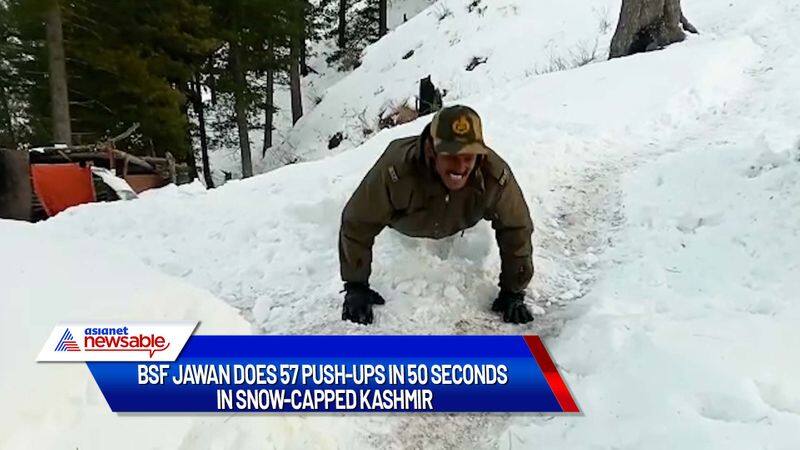 Kashmir BSF jawan gives major fitness goals; completes 57 push-ups within 50 seconds in biting cold weather