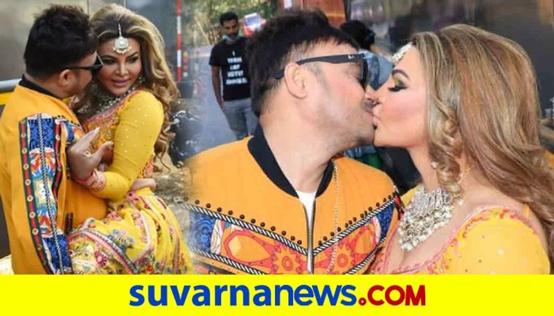 Bollywood Rakhi Sawant kisses husband Ritesh at BBK15 sets vcs