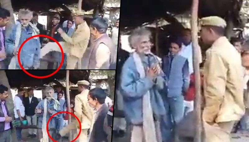 UP policeman kicks an elderly person, video goes viral mah