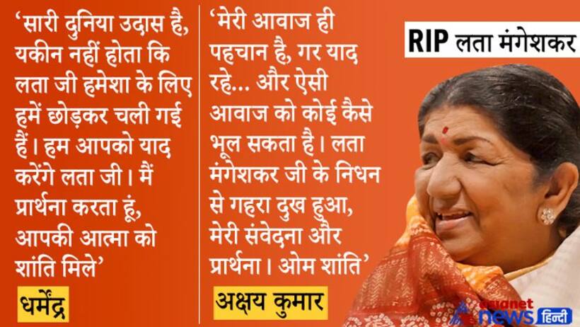 Lata Mangeshkar को श्रद्धांजलि, धर्मेंद्र बोले  यकीन नहीं हो रहा, अक्षय कुमार ने कहा  कैसे भूल सकते है वो आवाज