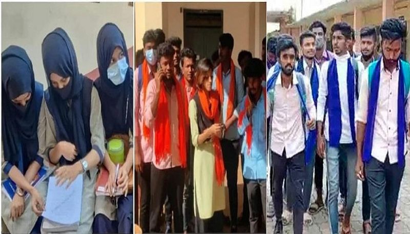 Dalit students wearing blue shawl and support hijab at chikkamagaluru college rbj