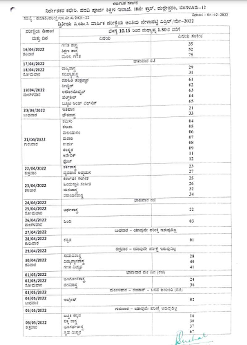 Karnataka 2nd PUC Time Table 2022 released exams from April 16 mah