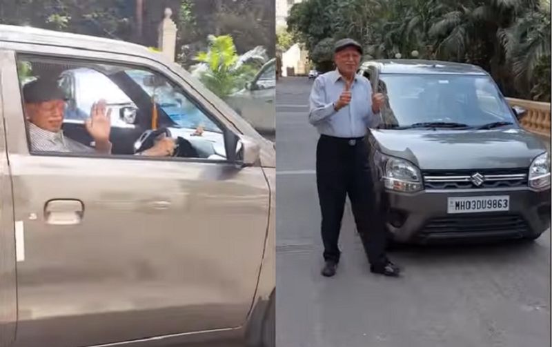 Inspiring story Mumbai Passionate old man buys first new car at age of 83 ckm