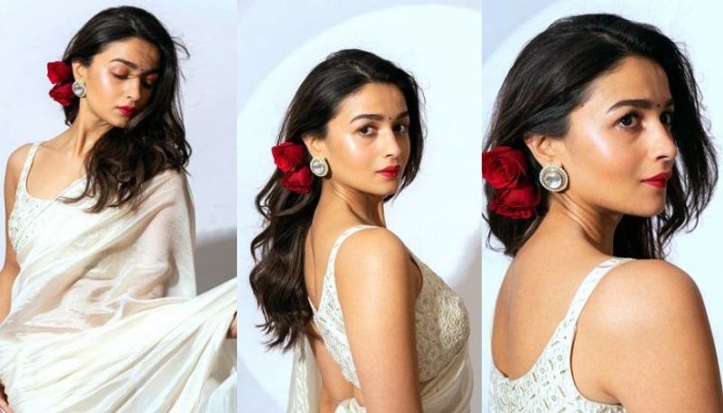 Alia Bhatt in white silk saree photos viral