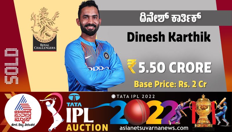 IPL Auction 2022 wicket keeper batsman Dinesh Karthik back to RCB with Rs 5 50 crore ckm