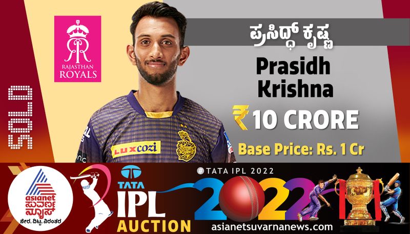 IPL Auction 2022 Karnataka pacer prasidh krishna sold Rajasthan Royals with Rs 10 crore ckm