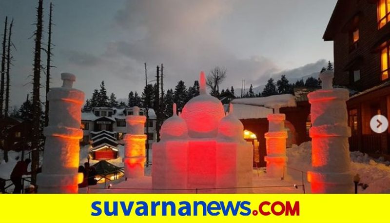 Tajmahal snow sculpture built with zero material cost akb