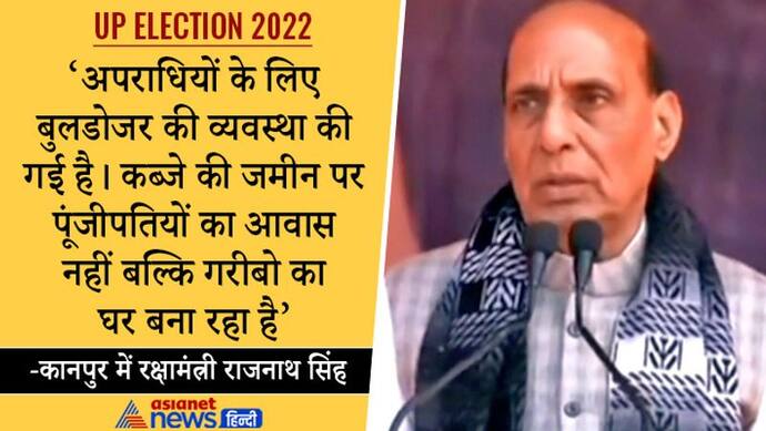 यूपी चुनाव : कानपुर में गरजे रक्षामंत्री राजनाथ सिंह, बोले- सपा सरकार में होता था कट्टों का व्यापार