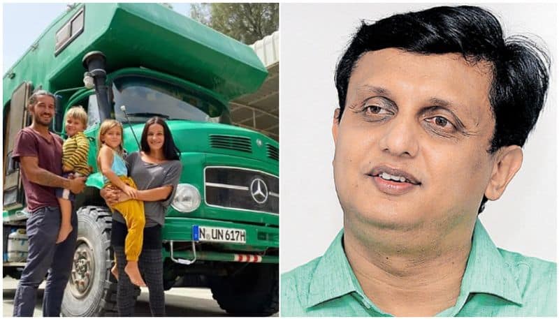 Minister Riyas introduced the couple who traveled around the world in a caravan