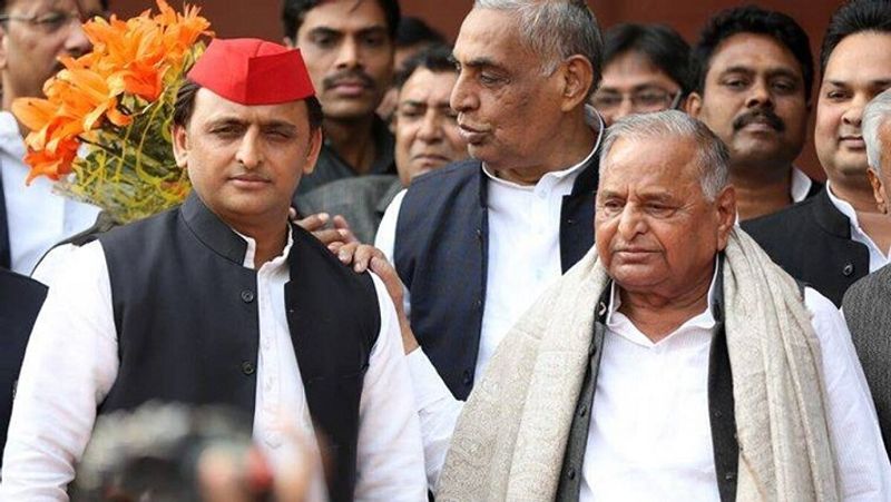 Battle for UP Mulayam Singh Yadav campaigns for Akhilesh Yadav in Mainpuri pod