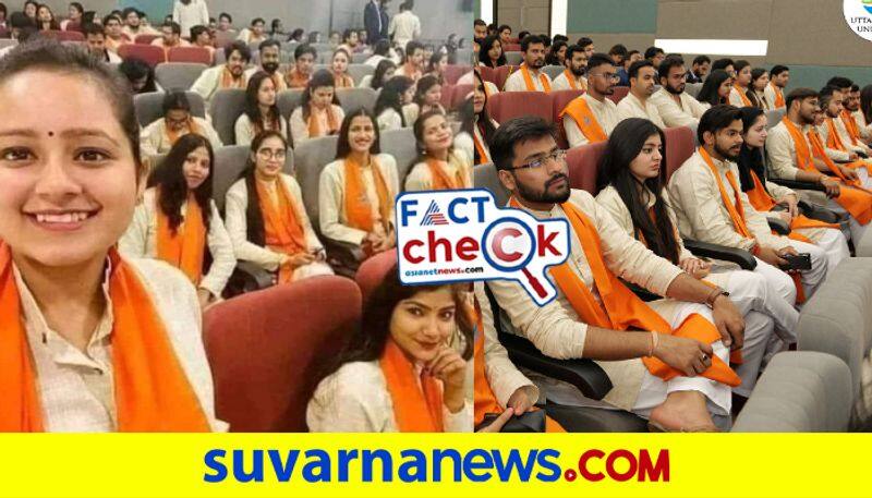 Amid Karnataka hijab row old photo of students in saffron shawls from Uttaranchal University Circulated  with false claim mnj