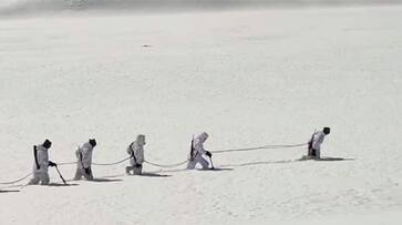 Uttarakhand ITBP personnel patrol snow bound area at 15,000 ft in sub-zero temperatures