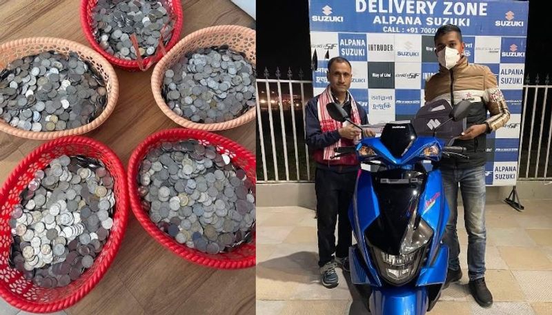 Netizens cheer as Assam man buys scooter with a sack full of savings in coins