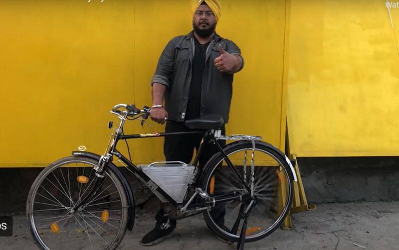 Gursaurabh Singh devloped  Dhruv Vidyut Electric Conversion Kit for Old bicycle with 40 km mileage ckm