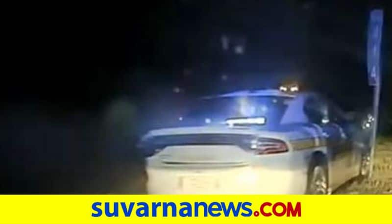 Tesla automatic car crashes the police van driver caught for watching film while driving