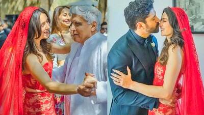 ससुर Javed Akhtar का हाथ पकड़ नाचती दिखी नई नवेली बहू , सामने आईं Farhan Akhtar की शादी की Inside Photos