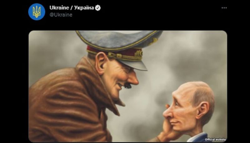 Ukraine tweets caricature showing Hitler approves Russian President Vladimir Putin's invasion sparks reactions