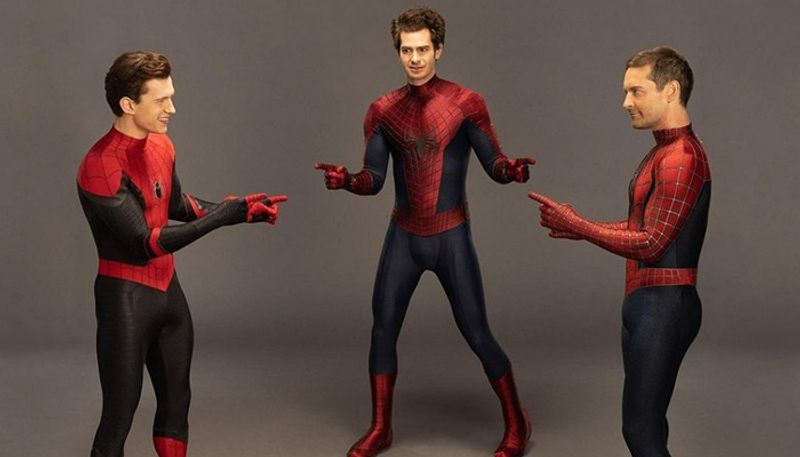 Hollywood Spider Man Tom Holland Andrew Garfield Tobey Maguire recreate meme to mark No Way Home digital release drb