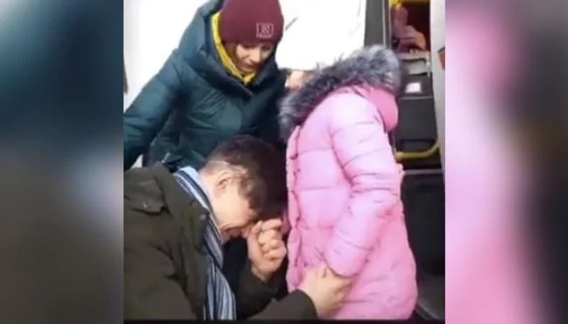 A father hugs his daughter and goes to war, another scene from Ukraine