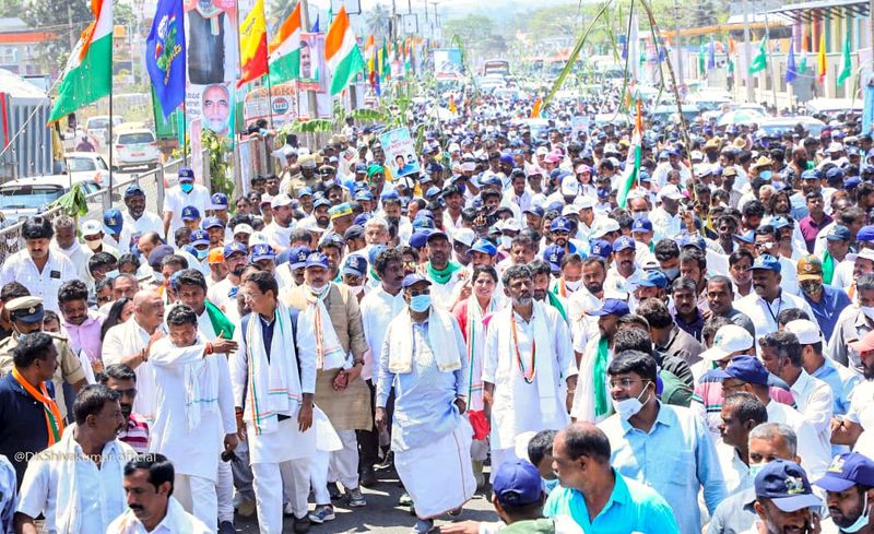 Karnataka Congress resumed its Mekedatu padayatra on Sunday in JDS Bastion Ramanagara mnj