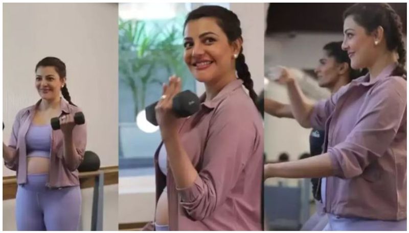 Pregnant Kajal Aggarwal Does Pilates and Aerobic Exercise