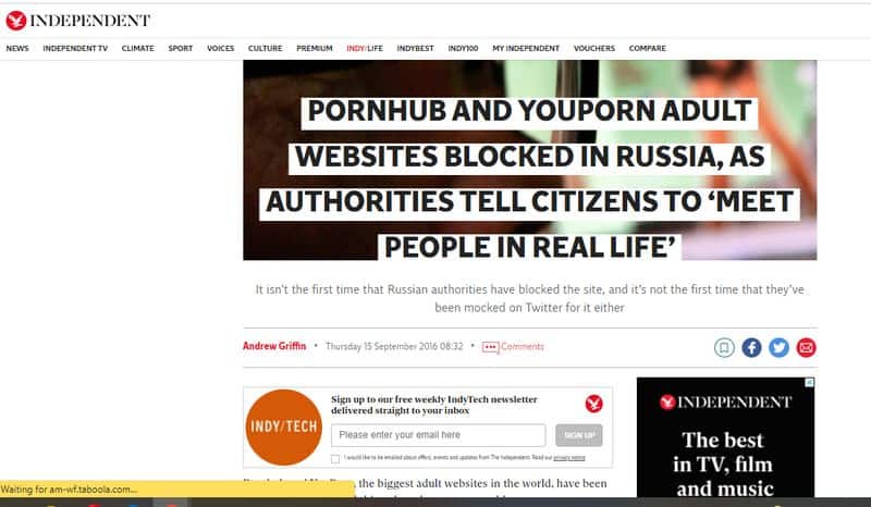 Did the porn web site Porn Hub get banned in Russia due to Ukraine war ?