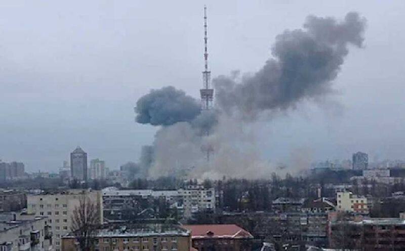 russian forces have attacked a television tower of ukraine