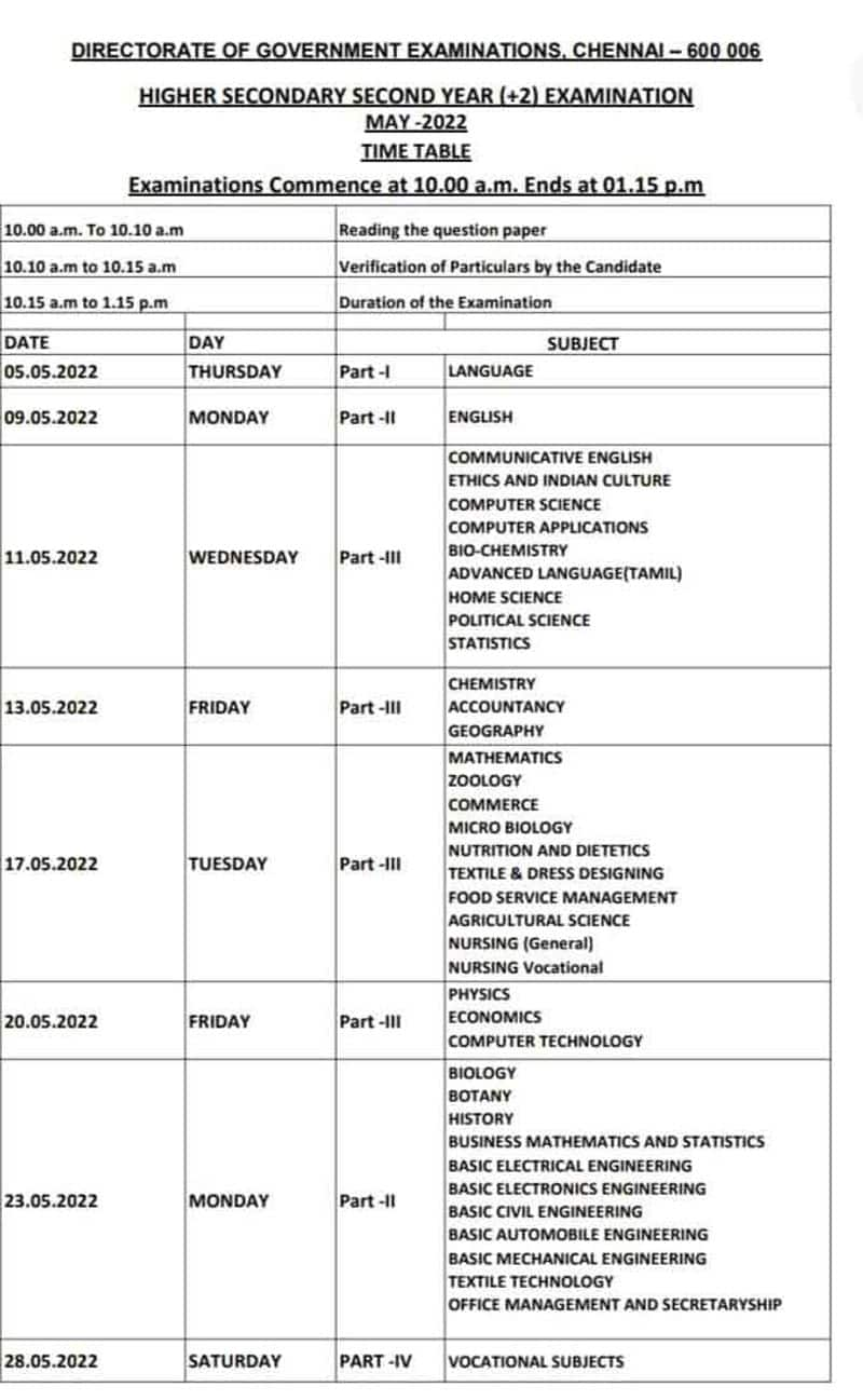 12 public Examination Schedule Release