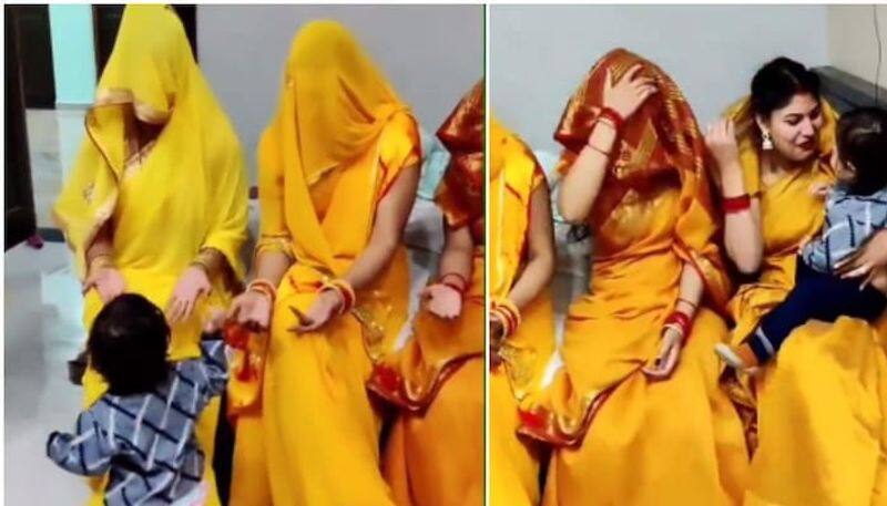 Mother tries to trick toddler by hiding among women dressed in similar sarees in viral video. See what happened next