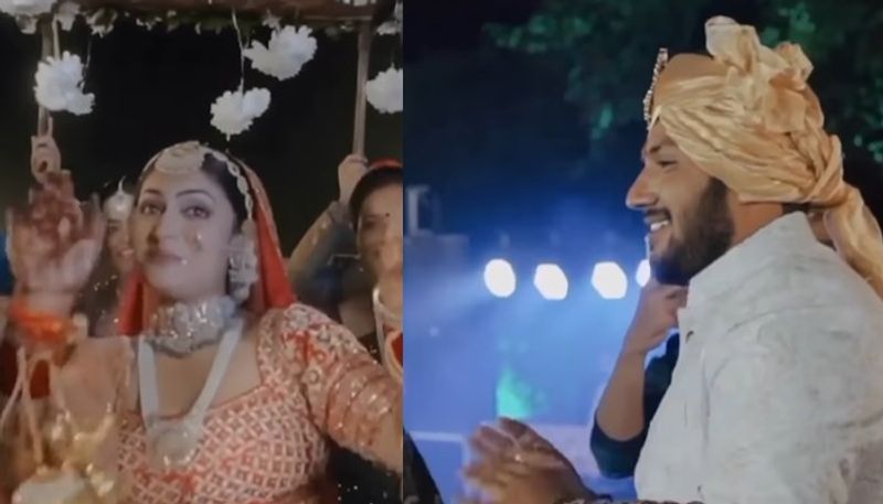 bride gives surprise to groom and he becomes emotional