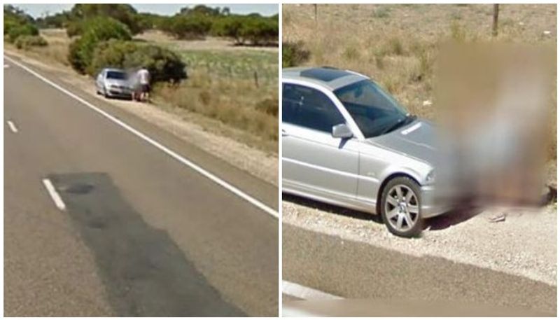 Google maps camera catches couple caught having sex on hood of a car