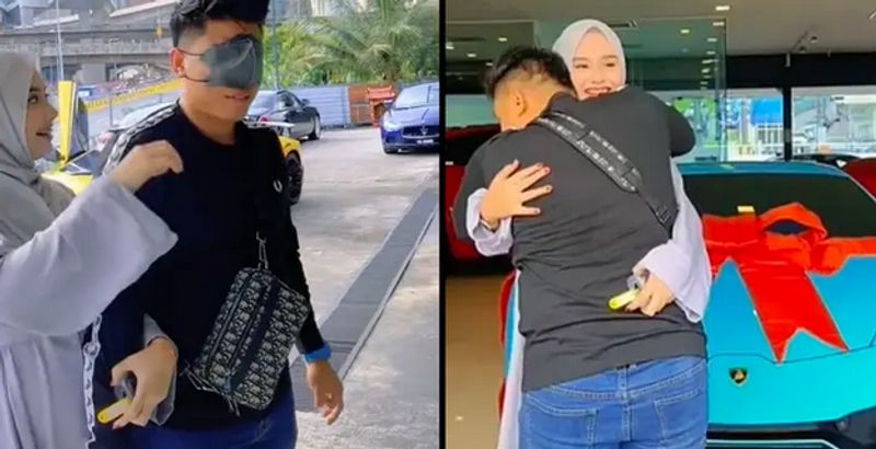 Tiktoker Anes Ayuni Osman surprised her husband with luxury car